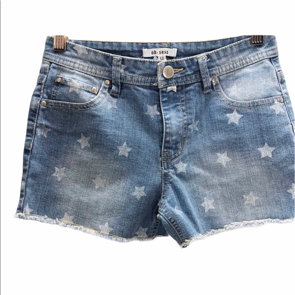 Ob Sess Girls Star Denim Short  Size 12